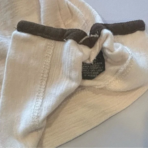 LAUREN RALPH LAUREN Off White Long Sleeve Women’s T-shirt with Brown Suede Med - Picture 5 of 10